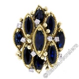 18kt Yellow Gold 7.37 ctw Marquise Sapphire & Diamond Tiered Cocktail Ring