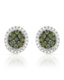 14k White Gold 0.47CTW Diamond and Green Dia Earrings, (SI/H)