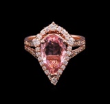 2.27 ctw Pink Tourmaline and Diamond Ring - 14KT Rose Gold