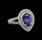 1.75 ctw Tanzanite and Diamond Ring - 14KT White Gold