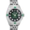 Rolex Ladies Stainless Steel 26MM Green Vignette Diamond Datejust Wriswatch