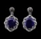 14.2 ctw Sapphire and Diamond Earrings - 14KT White Gold