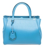 Fendi Blue Saffiano Leather Petite 2 Jours Tote Bag