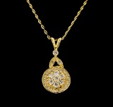14KT Yellow Gold 0.37 ctw Diamond Pendant With Chain