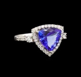 18KT White Gold 4.41 ctw Tanzanite and Diamond Ring