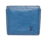 Louis Vuitton Blue Epi Leather Boite Coin Case Wallet