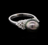 0.33 ctw Pearl and Diamond Ring - 14KT White Gold