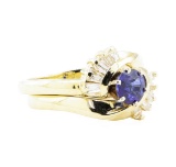 1.04 ctw Sapphire And Diamond Ring And Band - 14KT Yellow Gold