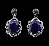 14.2 ctw Sapphire and Diamond Earrings - 14KT White Gold
