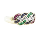 1.38 ctw Multi-colored Gemstone Ring - 14KT Yellow Gold