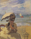 Claude Monet - Camille Monet on the Beach at Trouville