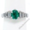 14kt White Gold 1.33 ctw Emerald Solitaire and Baguette Diamond Step Ring