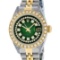 Rolex Ladies 2 Tone Green Vignette Diamond Lugs 26MM Oyster Perpetual Datejust