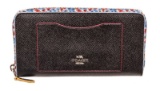 Coach Blue Leather Floral Print Long Zippy Wallet