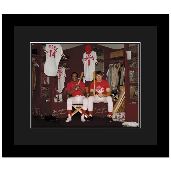 "Pete Rose & Morgan in Clubhouse" Framed Archival Photograph Autographed by Pete