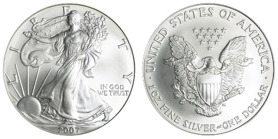 2007 American Silver Eagle .999 Fine Silver Dollar Coin