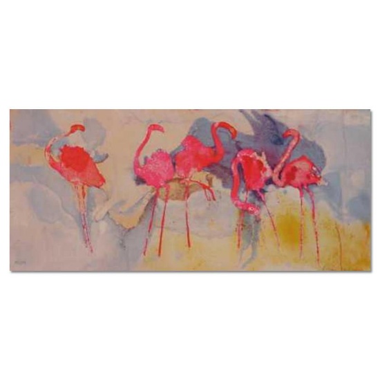 Edwin Salomon, "Flamingo Fantasia" Hand Signed Limited Edition Serigraph with Le
