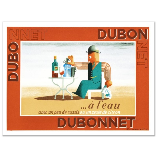 RE Society, "Dubonnet.A Leau" Hand Pulled Lithograph, Image Originally by A.M. C