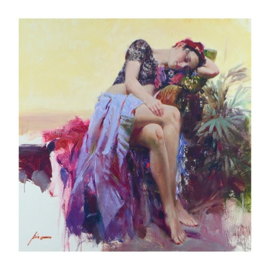 Pino (1939-2010), "Siesta" Limited Edition Artist-Embellished Giclee on Canvas.