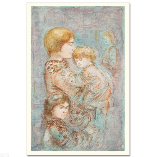 "Woman with Children" Limited Edition Lithograph (29.5" x 42") by Edna Hibel (19