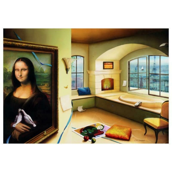 Orlando Quevedo, "Mona Lisa" Limited Edition on Canvas, Numbered and Hand Signed