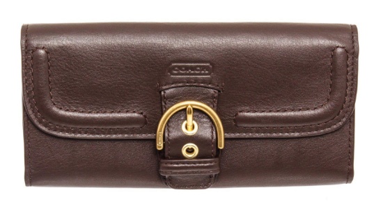Coach Brown Campbell Leather Slim Buckle Wallet