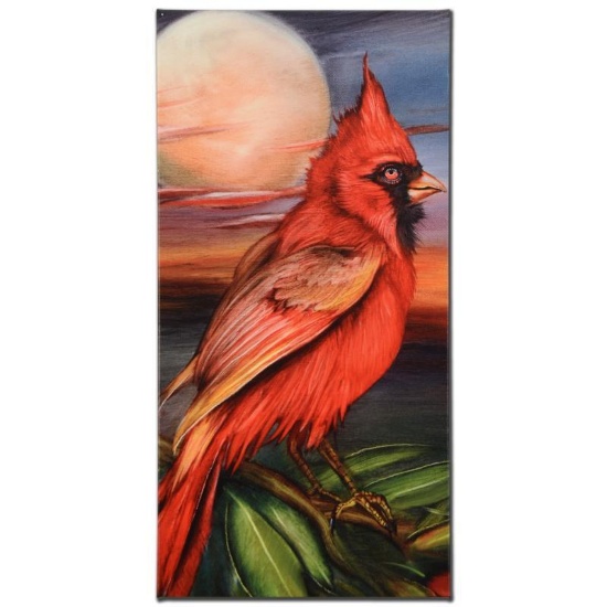 "Cardinal Moon" Limited Edition Giclee on Canvas by Martin Katon, Numbered and H