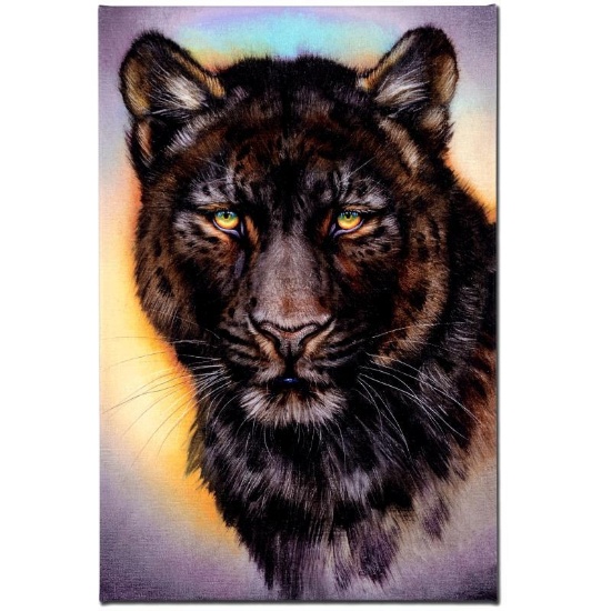 "Black Phase Leopard" Limited Edition Giclee on Canvas by Martin Katon, Numbered