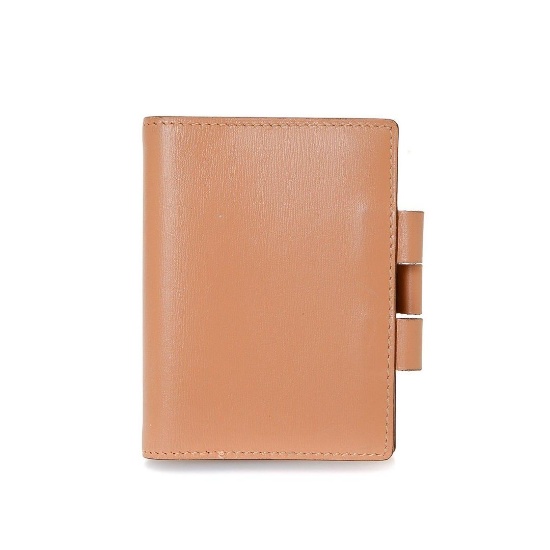 Hermes Peach Leather Mini Agenda Wallet
