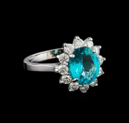 2.78 ctw Apatite and Diamond Ring - 14KT White Gold