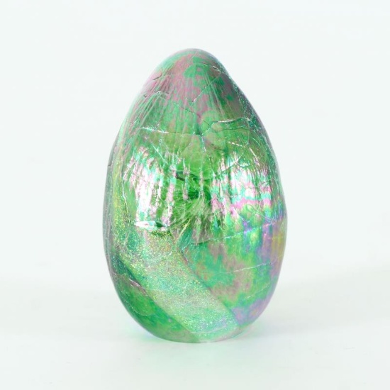 Glass Eye Studios, "Dichroic Egg, Terra" Hand Blown Glass Egg Sculpture (Second)