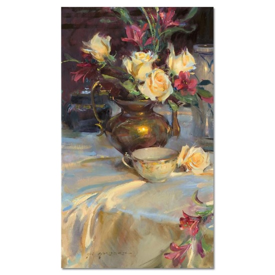 Dan Gerhartz, "Passion Roses & Tea" Limited Edition on Canvas, Numbered and Hand