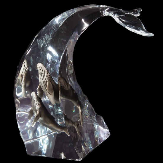Kitty Cantrell, "Humpback Dance" Limited Edition Mixed Media Lucite Sculpture wi