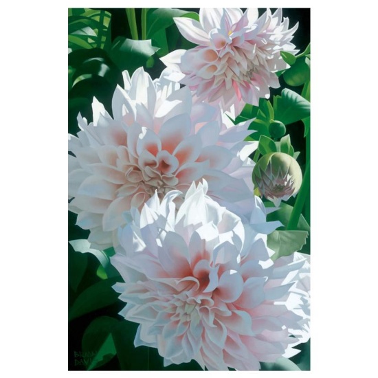 Brian Davis, "Three Pink Dahlias" Limited Edition Giclee on Canvas, Numbered and