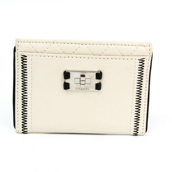 Chanel White Lambskin Leather Credit Card Holder
