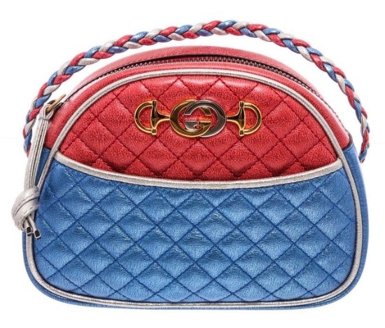 Gucci Red Blue Metallic Quilted Leather Mini Dome Trapuntata Crossbody Bag