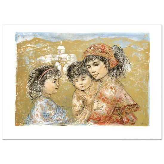 "Zalina with Aries and Ande" Limited Edition Lithograph by Edna Hibel (1917-2014