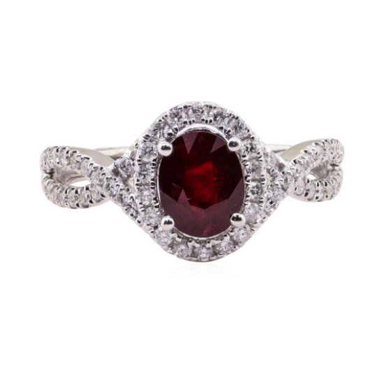 1.17 ctw Ruby and Diamond Ring - 14KT White Gold