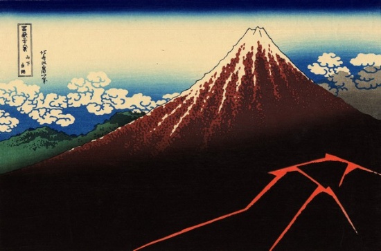 Hokusai - Lightning Below the Summit