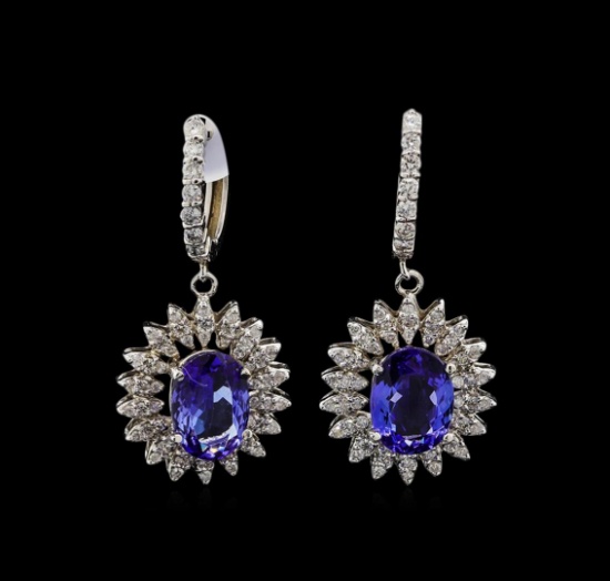 14KT White Gold 4.08 ctw Tanzanite and Diamond Earrings