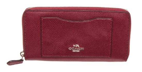 Coach Burgundy Leather Long Zippy Wallet