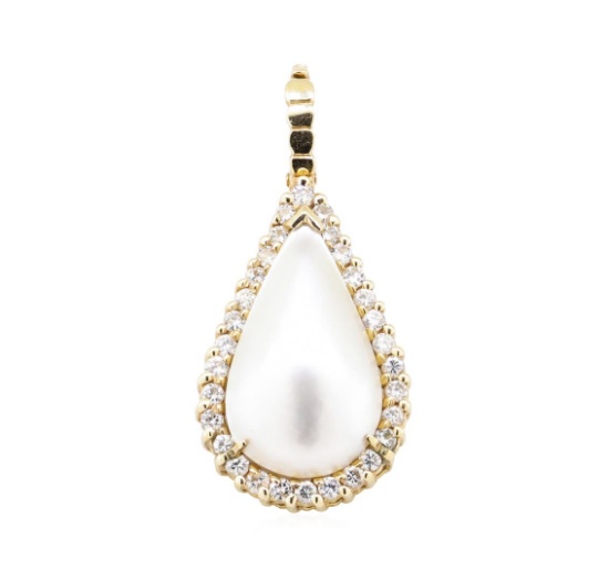 0.80 ctw Diamond and Mother of Pearl Pearl Enhancer - 14KT Yellow Gold