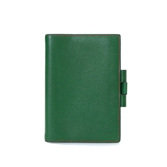Hermes Green Leather Agenda Cover PM Wallet
