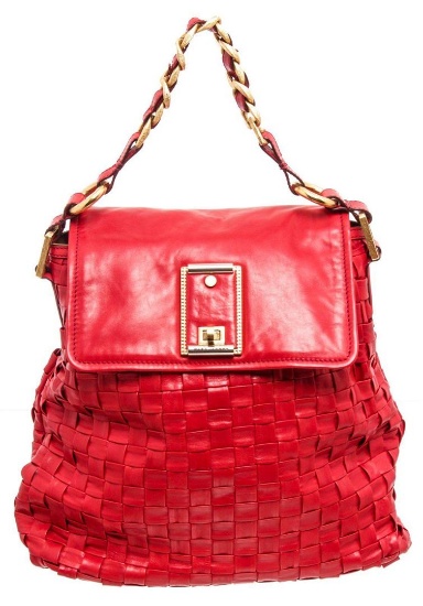 Marc Jacobs Red Leather Woven Hobo Shoulder Bag