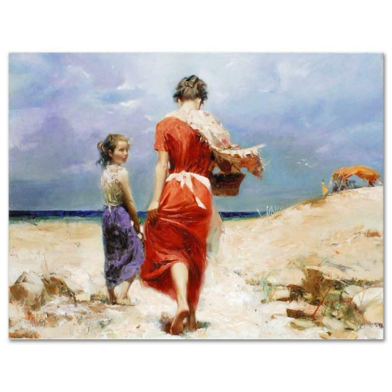 Pino (1939-2010), "Summer Retreat" Artist Embellished Limited Edition on Canvas,