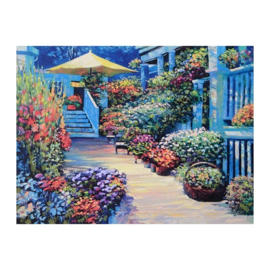 Howard Behrens (1933-2014), "Nantucket Flower Market" Limited Edition on Canvas,