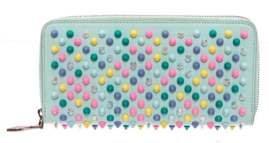 Christian Louboutin Sky Leather Panettone Studded Leather Wallet