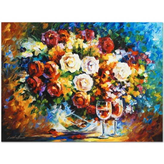 Leonid Afremov (1955-2019) "Roses and Wine" Limited Edition Giclee on Canvas, Nu