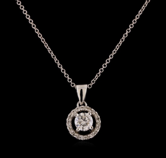 0.66 ctw Diamond Pendant With Chain - 14KT White Gold