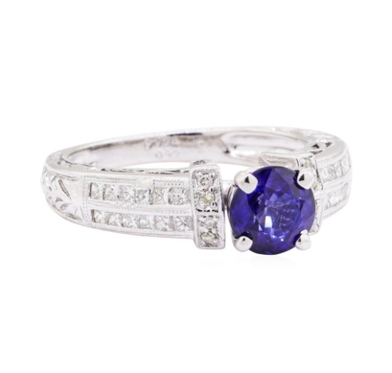 1.36 ctw Sapphire and Diamond Ring - 14KT White Gold